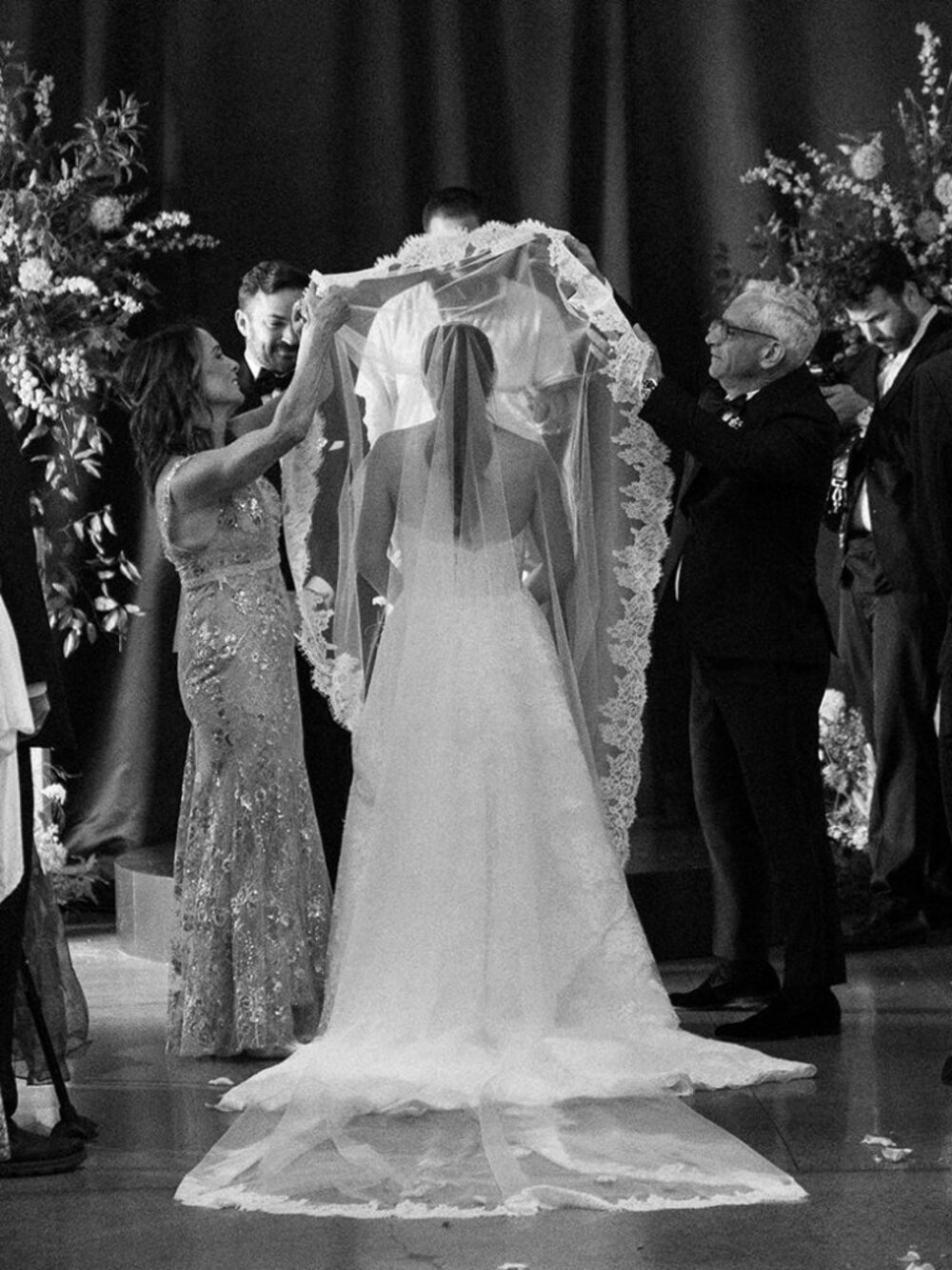 Two-tier Cathedral lace Wedding Veil 30"/108"